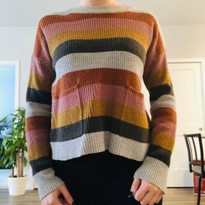 Madewell color block striped knit pocket sweater S